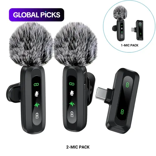 Professional Wireless Lapel Microphone for iPhone & Android, Rechargeable Portable Mic for Video Recording, Teaching, Interviews, Podcasts & Mics For Vlogging #GLOBAL PICKS