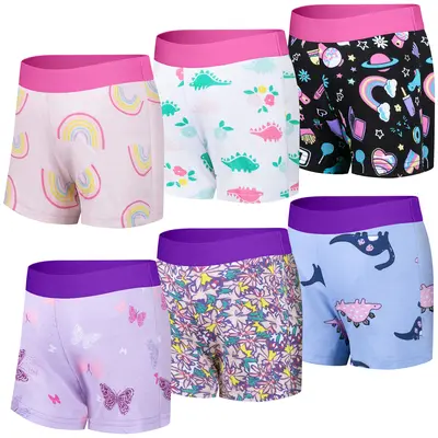 BIG ELEPHANT 6 Pcs Toddler Boys' and Girls' Potty Training Pants 100% Cotton,Unisex Reusable Underwear  with Boxer Brief Design for 2T-5T Toddlers