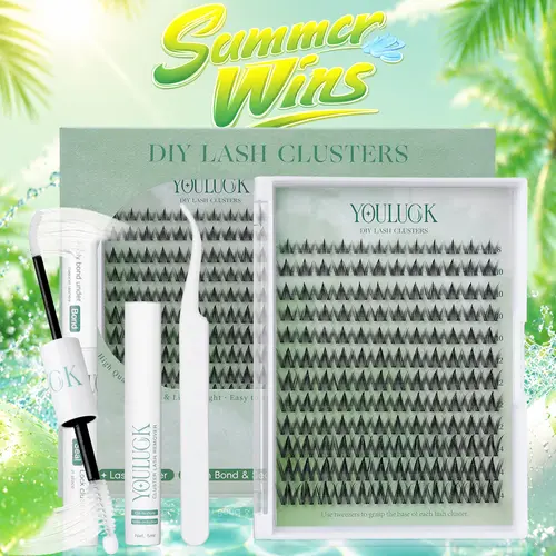 YOULUCK Manga Star Fringe & Demon Wink Lash Clusters Waterproof & Windproof Long-Lasting Ultra-Thin Invisible Band Bond & Remover Makeup for Girls Beginner Friendly