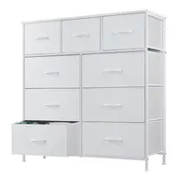 【Deals For You】Fabric Storage Tower with 9 Drawers, Bedroom Drawer Dresser Organizer, Chest of Drawers with Fabric Bins, Steel Frame and Wooden Tabletop