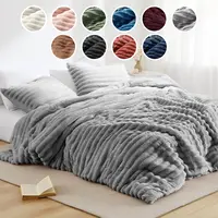 Regency Heights Queen Comforter Set - Microfiber Reversible Ribbed Velvet, Lightweight Super Soft, 2 Shams, All-Season Breathable Soft Household Bedding Set