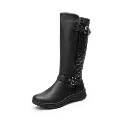 DREAM PAIRS Women's Faux Fur Knee-High Round Toe Boots - Fall Winter Footwear