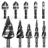 【DealsForYou】 THINKWORK 10-Piece Nitrided HSS Step Drill Bit Set & Countersink Bits for Metal Aluminum Wood Plastic High Quality DIY Home Projects