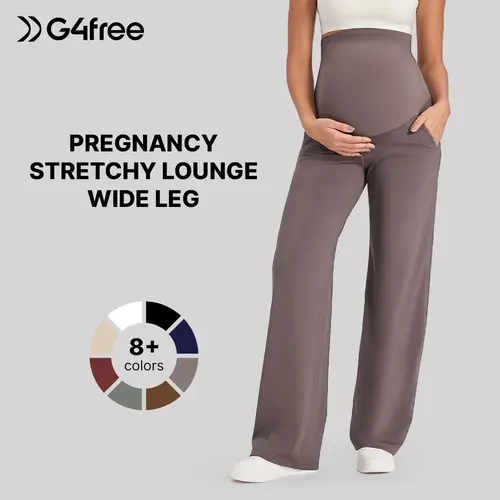G4Free Womens Over the Belly Maternity Wide Leg Pants Stretchy Pregnancy Yoga Trousers with Pockets Casual Layering EverGoing 2026