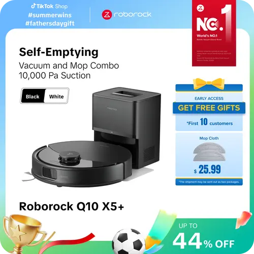 [SaleLink] Roborock Q10 X5+ Robot Vacuum and Mop, Self-Emptying, 10,000Pa Suction, Hands-Free Cleaning for up to 7 Weeks, Obstacle Avoidance, LiDAR Navigation, No-Go Zones, Cordless Rechargeable #DealsForYouDays #fathersdaygift