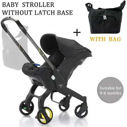 (No latch base)Baby Stroller with Free Bag, 4 Wheels Foldable Newborn Stroller, Equipped with Five Point Seat Belt and A Chest Clip, Can be Pushed in Both Directions,with Shock-absorbing Wheels,Suitable for Traveling, As Mother's Day Gift #DealsForYouDays