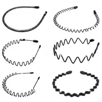 Women's 6-Count Elastic Headbands Set - Metal Body Wave-Zig Zag Training Headbands with Comb, Textured Twist Design, Sports Hair Accessory, Ideal Gift, Body Wave Headband,summerwins