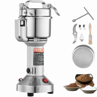 【DealsForYouDays】VEVOR 750g/550g/300g/150g  Electric Grain Mill Grinder High Speed 2000W Commercial Spice GrindersStainless Steel Pulverizer Powder Machinefor Dry Grains Spices Cereals Coffee Corn PepperStraight Type, Kitchen, Small Grain Mills