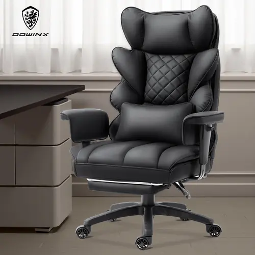 Summervibes Dowinx High Office Chair, with Pocket Spring Pad and waist Rest, High Back Computer Game Chair, Adjustable Armrests, Footrested