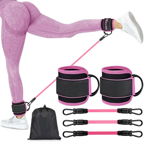 Ankle Resistance Bands with Cuffs, 1 Set Ankle Bands for Working Out, Ankle Resistance Band for Leg, Booty Workout Equipment for Kickbacks Hip Fitness Training Strength Equipment, Home Exercise Equipment