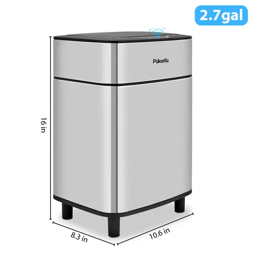 Pukomc Smart Sensing Touchless Trash Can 2.7Gal Motion Activated Auto Open Close Odor Sealed Bin with Digital Display Soft Close Lid Stainless Steel summerwins