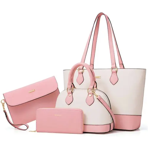 4 Piece Handbag Set for Women, Faux Leather Tote, Crossbody, Satchel & Wallet Purses, Casual Everyday Bag & Ideal Womens Gift