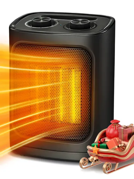XBEAUTY Portable PTC Ceramic Warm Heater - 1500W/950W Household Heating Device with Thermostat, 3 Multifunction Modes, Overheat & Tip Protection, Compact Easy-to-Carry for Bedroom, Living Room