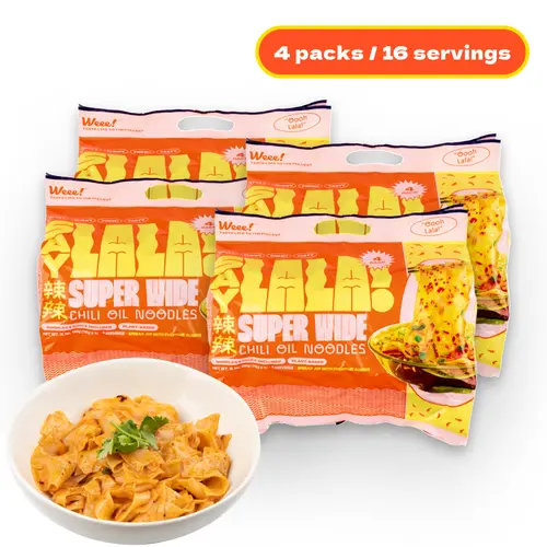 SAYLALA by Weee! Super Wide Spicy Asian Chili Oil Instant Noodles Food, 1760g - 4 Packs, 16 Servings