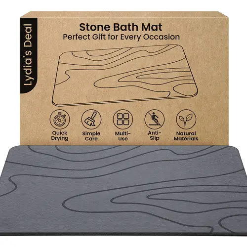 Stone Bath Mat, Diatomaceous Earth Bath Mat Non-Slip Bath Stone Shower Mat Diatomite, Quick Drying Absorbent for Floor Super Absorbent Diatomaceous Stone Hard Bath Mat home essentials,bathroom accessories,bathroom decor,bathroom decor set