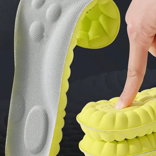 Highly Elastic Breathable Shoe Insoles, Rubber Insoles, Shock-Absorbing Sports Insoles, Anti-slip Comfortable Shoe Insoles for Men & Women