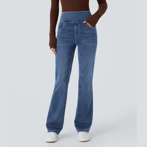 Halara Flex High Waisted Pockets Washed Casual Bootcut Jeans #SwimWeek
