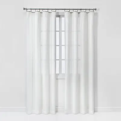 1pc 54"x84" Sheer Contrast Edge Window Curtain Panel White/Natural - Threshold