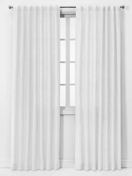 Threshold Light Filtering Linen Window Curtain Panel Traditional Beige
