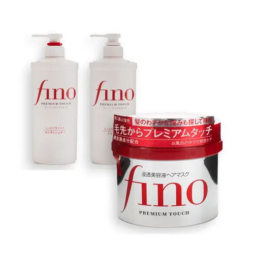 Shiseido Fino Premium Touch Haircare Multi-Pack - Complete System with Hydrating Shampoo, Conditioner & Repair Cream Hair Mask for Chemically Treated & Damaged Hair