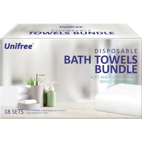 Unifree Disposable Towels Bundle, 1 Bath Towel with 2 Hand Towels, 18 Sets, Individually Sealed for Travel, Portable, Lightweight, Personal, beach towel, outdoorfun, DealsForYouDays, summerwins