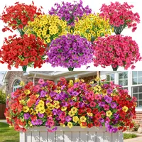 SHareconn 24/30-Bundle Realistic Faux Flowers Set, UV Resistant Plastic Daisy & Eucalyptus Leaf Artificial Flower Plant, Outdoor Porch Decor