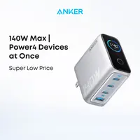 【AI Smart Display Charger】Anker 140W GaN Laptop Charger, 4-Port Power Adapter with Intuitive Touch Controls and Fast Multi-Device Charging, Compatible with MacBook, iPhone 17/16 Series, Samsung, Pixel, and More,#summerwins,FathersDayGift,#DealsForYouDays