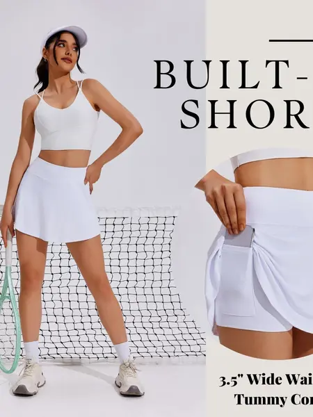 PINSPARK Tennis Skirt Womens Pleated Skort Lightweight Mini Active Skirts Golf Appeal with Pocket,Coral Large springtok OutdoorFun Sporty Wide Waistband Comfortable Inner Lining Dominate The Court Independence Day summerwins