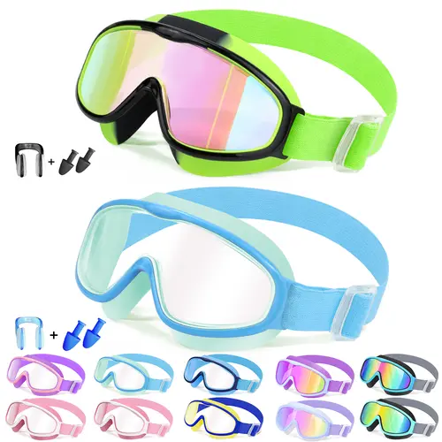 [Deals For You] Vvinca Kids Swim Goggles for 3-12,Kids,Youth,UV Protection Anti-Fog Wide View No Leaking Goggles with Comfort Fabric Strap for Boys and Girls-Safety anti-uv swimming goggles swim glass anti-fog swimming goggles for Lake,Beach, Summer Party
