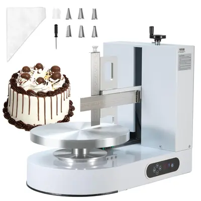 【fathersdaygift】VEVOR Cake Decorating Machine Cake Cream Spreading Coating Smearing MachineLow Noise Cake Frosting MachineTurntable with Adjustable Scraperfor 6" to 14" Cake25-320RPM Rotating SpeedWhite