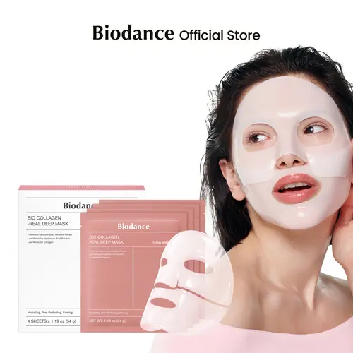 [Biodance Official] Collagen Hydrogel Facemask - Pore Tightening, Firming, Glow, Glass Skin, Elasticity Improvement, K-beauty Sleeping Mask, Korean Skincare, Collagen+Galactomyces, TikTok Exclusive Bundle(4ea) Moisture Moisturizing