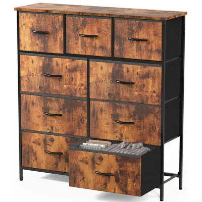 Sweetcrispy 9-Drawer Multifunctional Dresser - Modern Indoor Cupboard with Steel Frame, Wood Top, New Color, Deep Sliding Drawer Storage Chest for Bedroom Apartment Organization