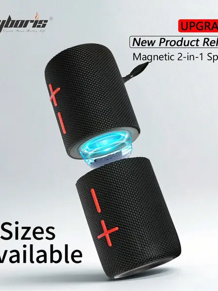 Cyboris Magnetic/Twist Portable Bluetooth Speaker with Subwoofer 20W/40W 2-in-1 Bluetooth Speaker Modern Style Bluetooth 5.3 Connection Use it while traveling. A must-have for music lovers who want to catch up on TV Audio Black, SummerWins DealsForYouDays