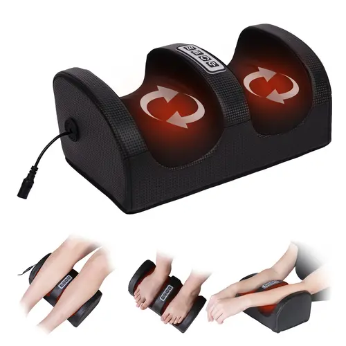 Shiatsu Foot Massager Machine with Heat & Roller for Foot & Calf Massage Portable 20 Heads 15-Minute Timer Gift for Mom Dad