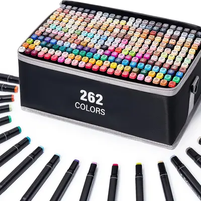 KIDGENIUS 262/168/120  Kid-Safe Non-Toxic Alcohol Markers for Kids Dual Tip No Bleed Quick Dry Works on Wood Rock Canvas Glass Perfect Birthday Gift for Kids Art Creation & Early Enlightenment Outdoorfun summerwins,summerwins Creative Design
