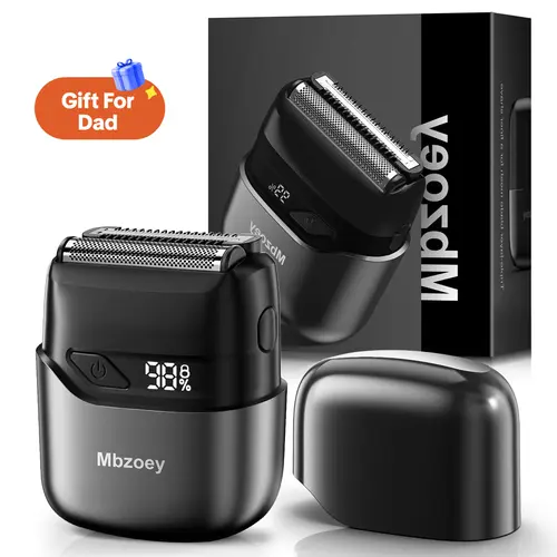 [DealsForYouDays]Mbzoey Mini Mens Electric Facial Shaver, Compact Foil Groomer with Precision Titanium Blades, IPX7 Waterproof Rechargeable USB Shaver, Wet Dry Use, LED Fast Charging, Travel-Friendly for Smooth Shaves, Mens Gifts for Father's Day