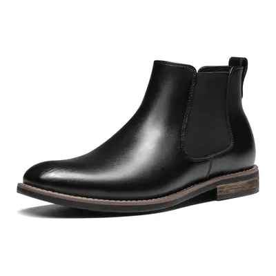 BRUNO MARC Men's Vegan Leather Dress Chelsea Boots - Closed Ankle-Height Walking Shoes with Elastic Gussets, Black Shoes for Men