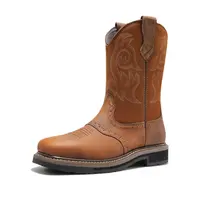 【DealsforYouDays】NORTIV 8 Men's Steel Toe Leather Work Shoe - Western Square Toe Industrial Footwear with Hazard Protection, Goodyear Welt Construction, Oil-Slip Resistant Outsole, Leather Material Design,summerwins,father'sdaygifts