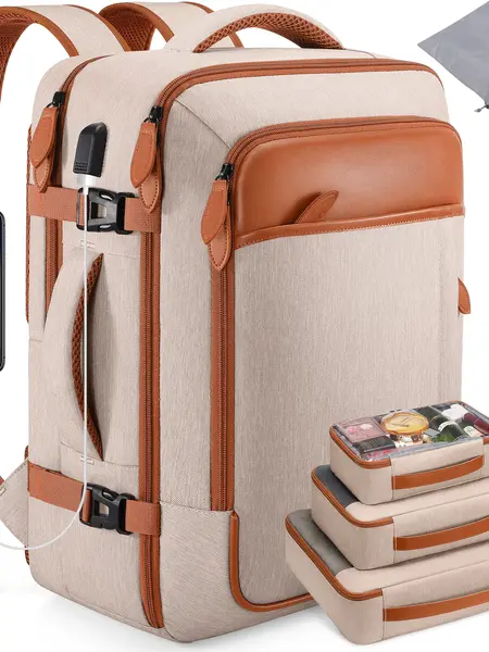 Miusse 17In Laptop Compartment Backpack, 40L Waterproof Travel Bag with Packing Cubes & Shoe Pocket, Flight-Approved Airplane Travel Accessories Carry-On