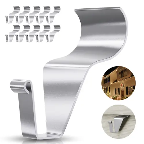 Vinyl Siding Hooks Hanger,10 Pack No Hole Siding Hanging Hanger,Heavy-Duty Stainless Steel Siding Hooks for Hanging on Patio,Vinyl Siding Clips Applicable to Outdoor or Holiday Decoration,summerwins