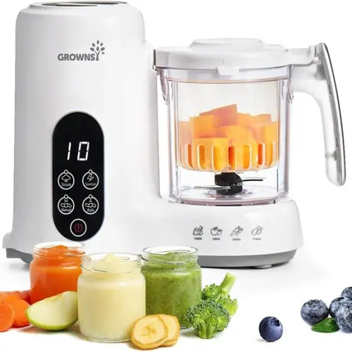 Grownsy Baby Food Maker with Steam Basket, Auto Cooking Grinding & Sterilization for Healthy Homemade Baby Food, BPA-Free