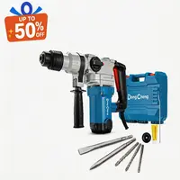 【Fun in the Sun】5-year warranty  DongCheng 1-1/8 Inch SDS-Plus Rotary Hammer Drill with Safety Clutch, 9.2 Amp Heavy Duty Corded Demolition Hammer for Concrete, 3.6 Joules, Including 3 Drill Bits, Flat Chisels and Point Chisels