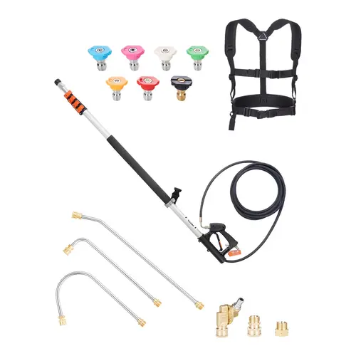 【DealsForYouDays】VEVOR Pressure Washer Telescoping Wand 21 ft4000 psiTelescopic Spray Wand with Power Washer Extension WandsGutter CleanerPivoting Coupler7 Spray Nozzle Tips and Adjustable Support Harness, Pressure Washer Accessories,father'sdaygifts