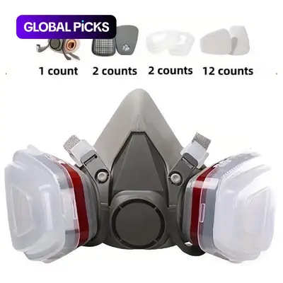 Half-Face Respirator Mask with Filter Box, Reusable Dustproof Safety Protective Mask, Safety Gear for Woodworking, Construction, Chemicals and DIY #GLOBAL PICKS