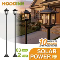 Hoodink 63" Aluminum Solar Lamp Post Light 2Pcs Warm White Solar Powered Outdoor Decor for Garden Pathway Yard Front Back Door mothersdaygiftideas