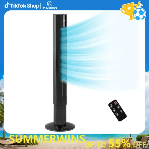 Zafro Tower Fan Portable Floor Fans 85°Oscillating Fan 43'' Quiet Cooling 12H Timer Remote Control Standing Bladeless Electric 3 Speeds Wind 3 Modes Bedroom Office