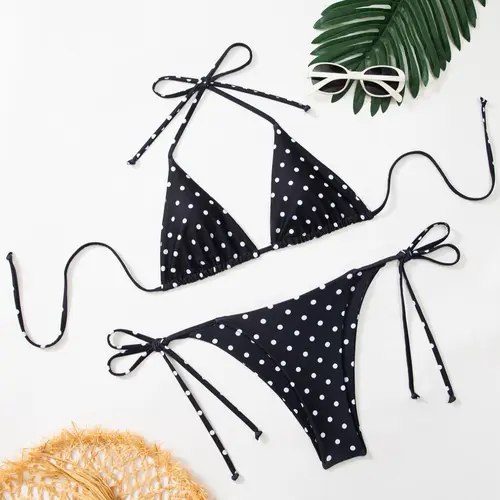 Women's Polka Dot Print Bikini Set, Casual Fashion Chic Swimsuit Set, Ladies Swimwear Sets for Beach Holiday Vacation, Swimsuit Style Bikini, Bikini Outfits, Swimsuits Bikinis, Summer Bikini
