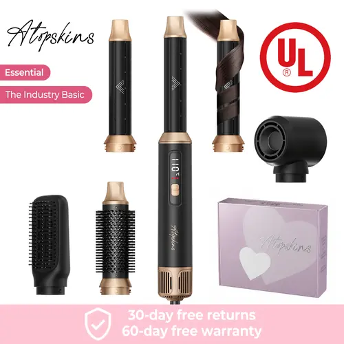 ATOPSKINS 5-in-1 Air Styler,hairstyle,The Industry Basic :Soft Airflow & Ultra-Lightweight(The attachments are made of plastic）30-day free returns Summervibes Hair Curling Iron Thermal Brush blow dryer
