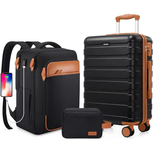 Miusse Luggage Set 3 Piece ABS Hardshell Carry On Suitcase with Spinner Wheels YKK Zipper TSA Lock Travel Backpack Airline Approved for Easy Travel - Luggagesets Traveling Bag #Summervibes, Lightweight Luggage,vacationoutfits,beachoutfits