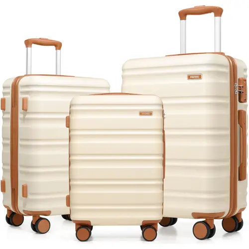 Miusse&UKEIN 3-Piece Ultralight Hardshell Carry On Luggage Set - 20/24/28 inch TSA-Proof 4-Wheel Rolling Travel Bags, QuietGlide Spinner Wheels, TSA Lock, Maxpac Organization System, Synthetic Durable Stylish Design, Buckle, Mother's Day Gift